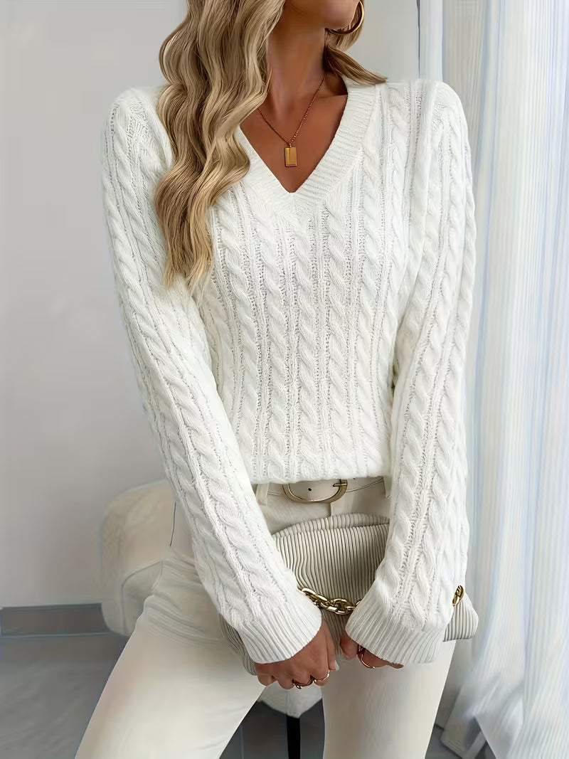 Lenea - Cable Knit Long Sleeve Sweater
