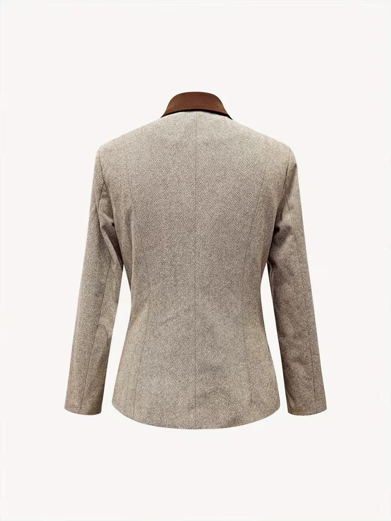 Yessica - Long Sleeve Stripe Pattern Coat