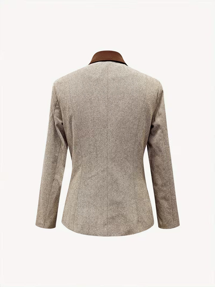 Yessica - Long Sleeve Stripe Pattern Coat