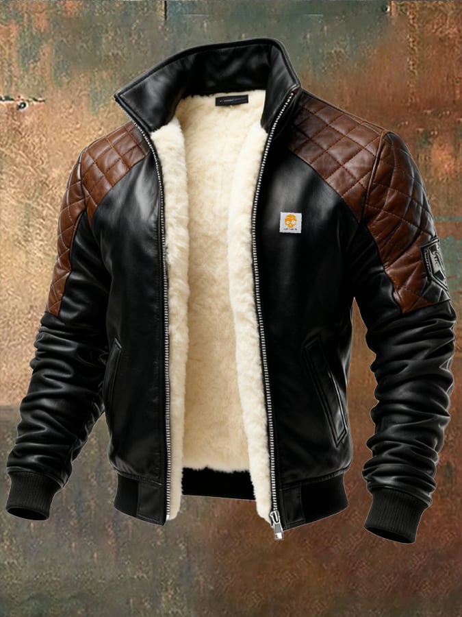 Enzo- Quilted Plush Lined Lether Jacket
