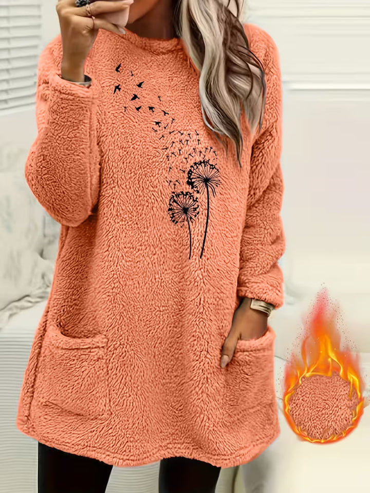 Samiora - Fleece Sweatshirt With Dandelion Print