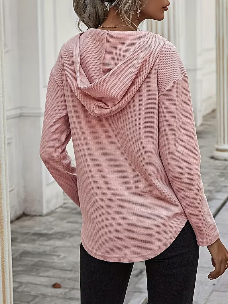 Heydi - Long Sleeve Curved Hem Hooded Sweatshirt