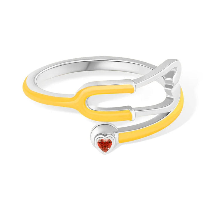 Caitleen - Stethoscope Ring With Heart Birthstone