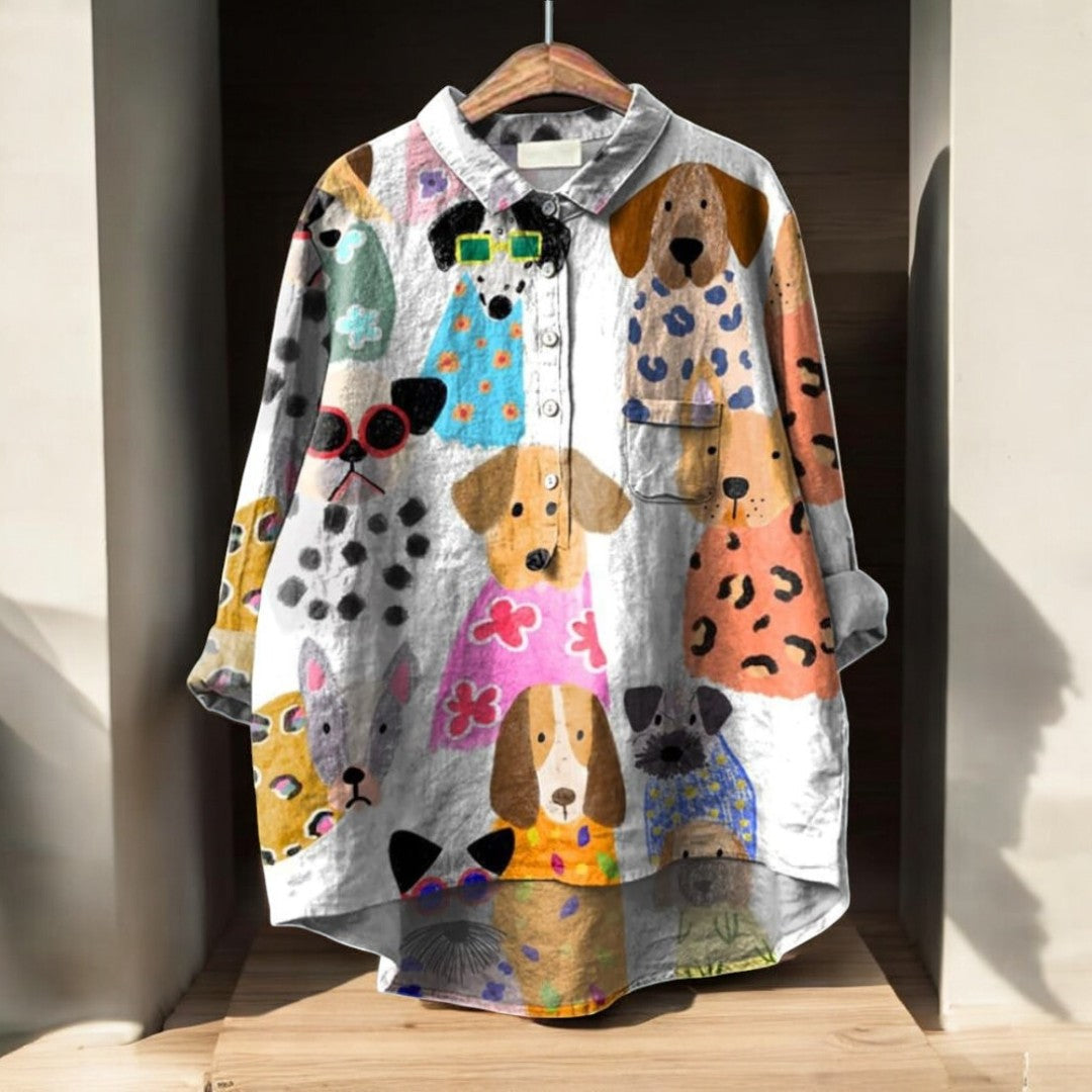 Skaiste - Exclusive Blouse With Dog Print