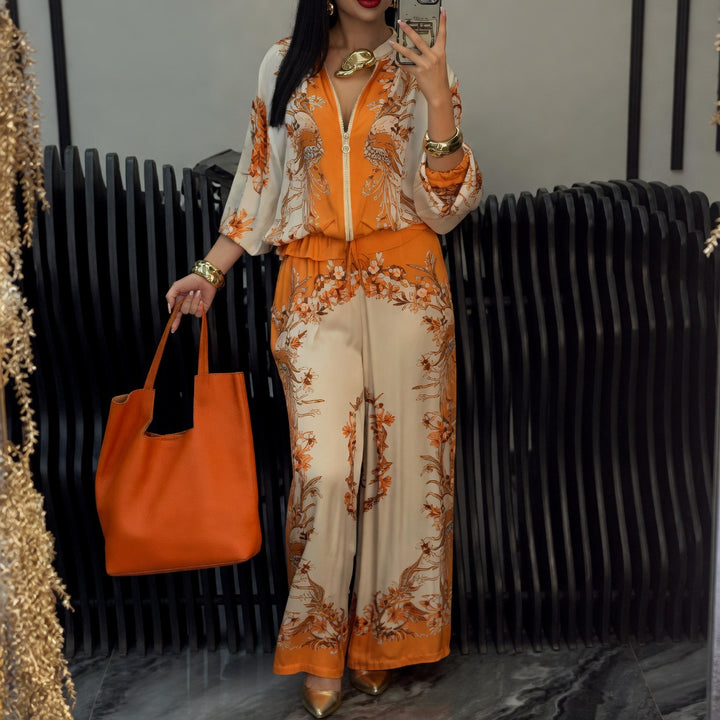 Katya - Elegant Floral Print Two Piece Set
