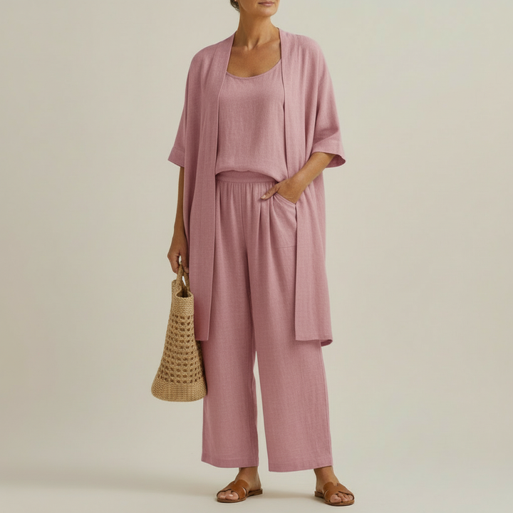 Risteena - Minimalist Linen-Cotton Three-Piece Set