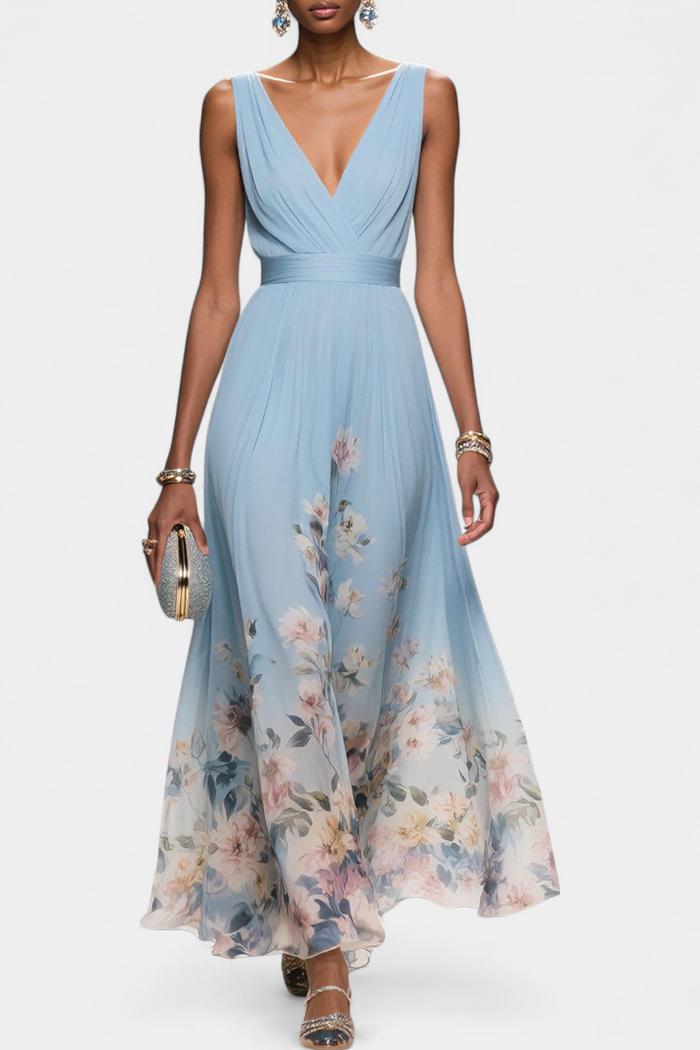 Saulina - Sleeveless Floral Maxi Dress