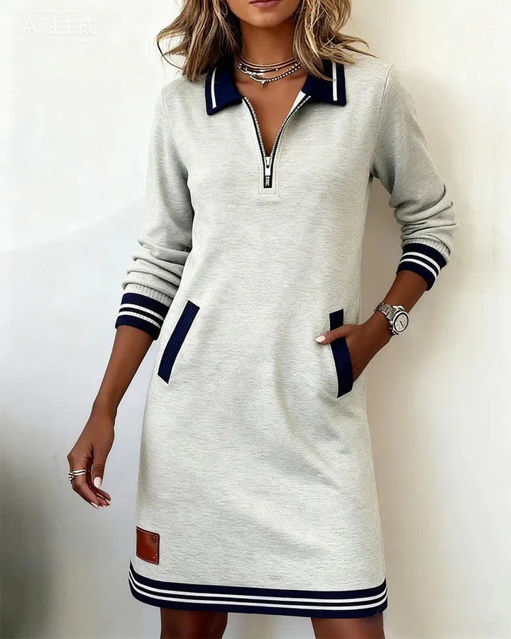 Toruviel - Chic Long Sleeve Cotton Dress