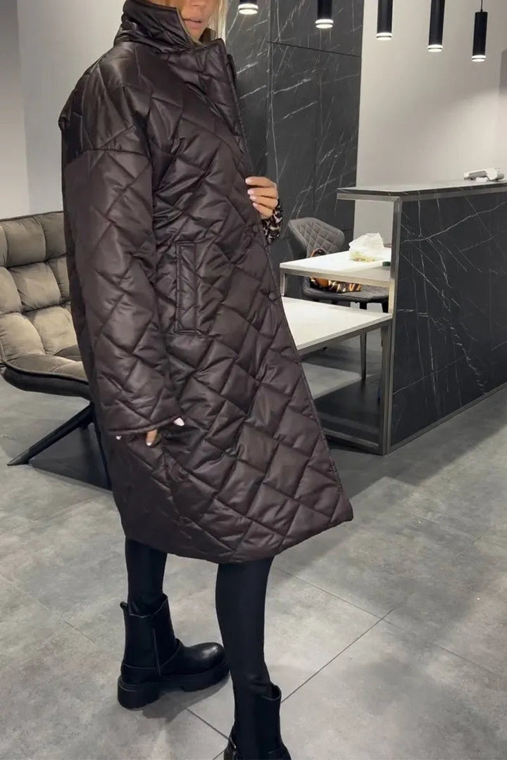 Devine - Elegant Quilted Coat With Leopard Lining