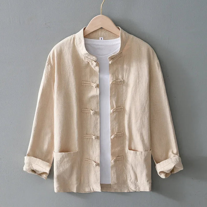 Ffinian - Cotton And Linen Mandarin Shirt
