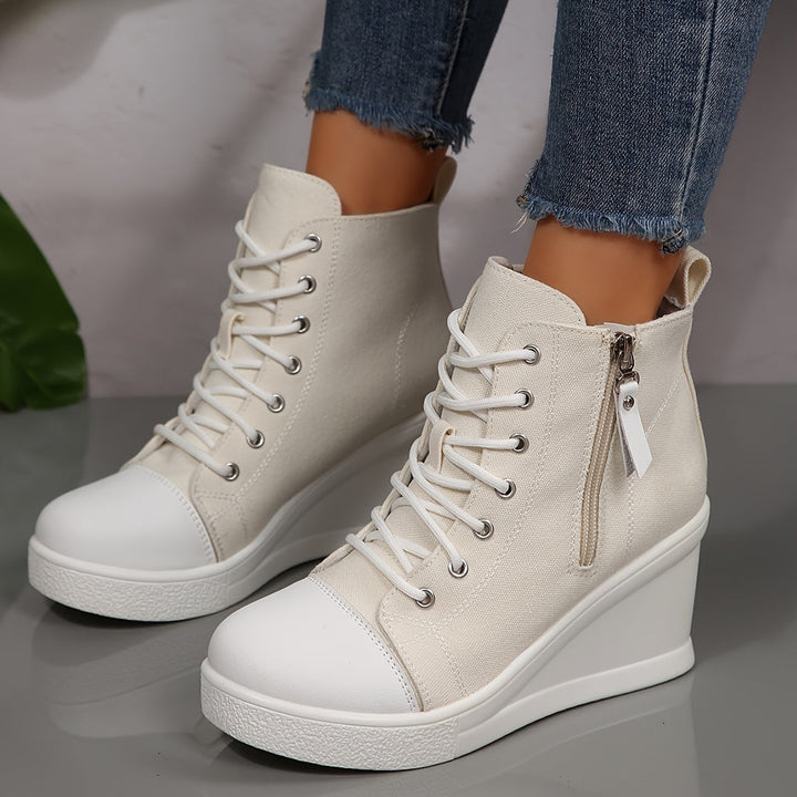 Josiane - Comfortable Wedge Sneaker With Side Zipper