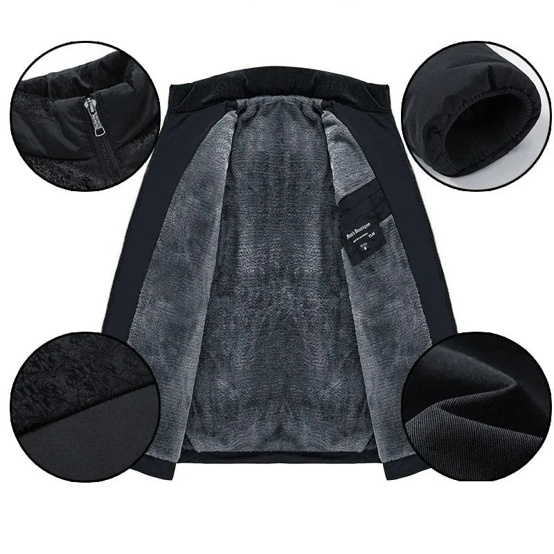 Marenz - Fleece Lined Jacket with Front Zipper