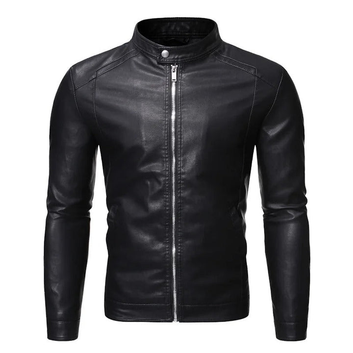 Daamian - Leather Jacket With Stand-Up Collar