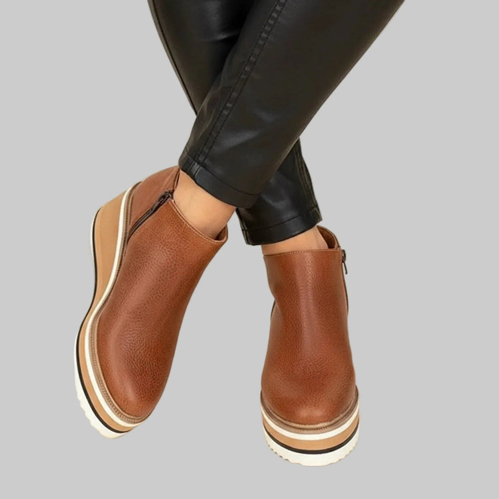Theoette - Wedge Ankle Boots With Zipper