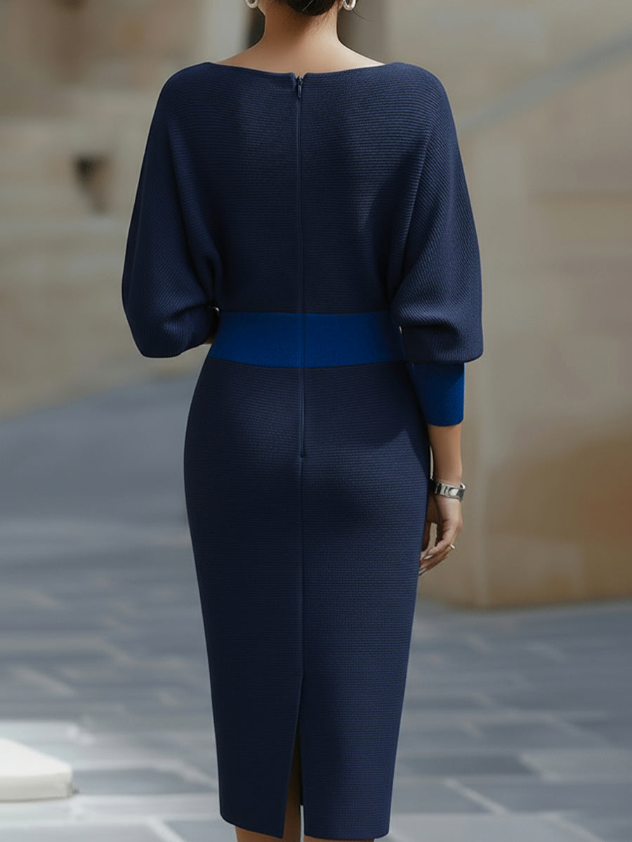 Amyy - Elegant Long Sleeve Midi Dress