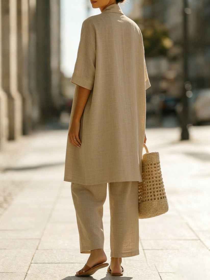 Risteena - Minimalist Linen-Cotton Three-Piece Set