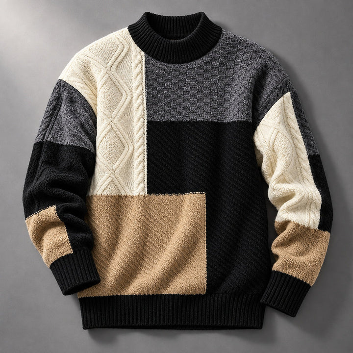 Pascric - Patchwork Cable Knit Sweater