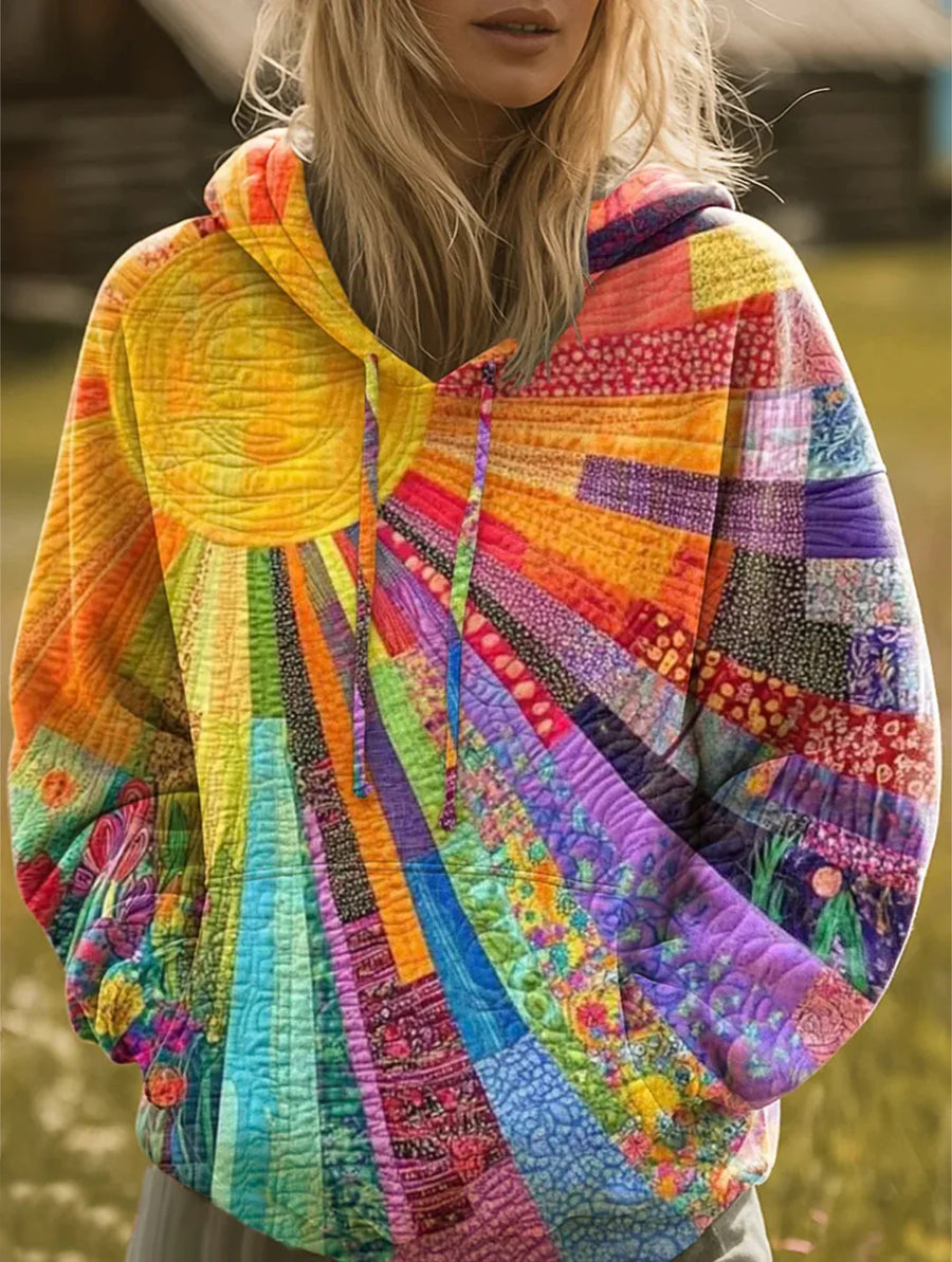 Leania – Quilted Colorful Long Sleeve Hoodie