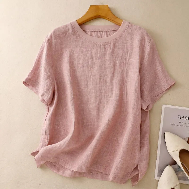Nayna - Linen Short Sleeve Top