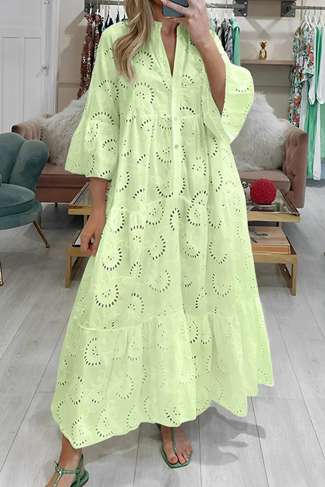 Gilma - Stylish Long Dress With V-Neck