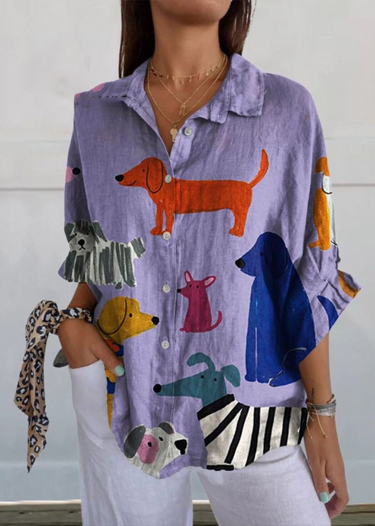 Skaiste - Exclusive Blouse With Dog Print