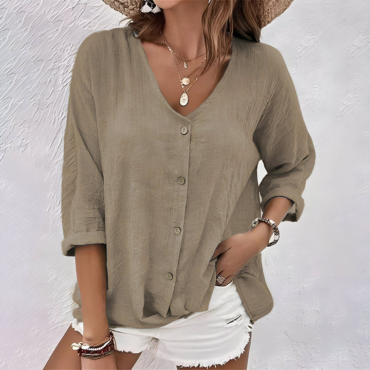 Asimoula - Elegant V Neck T Shirt