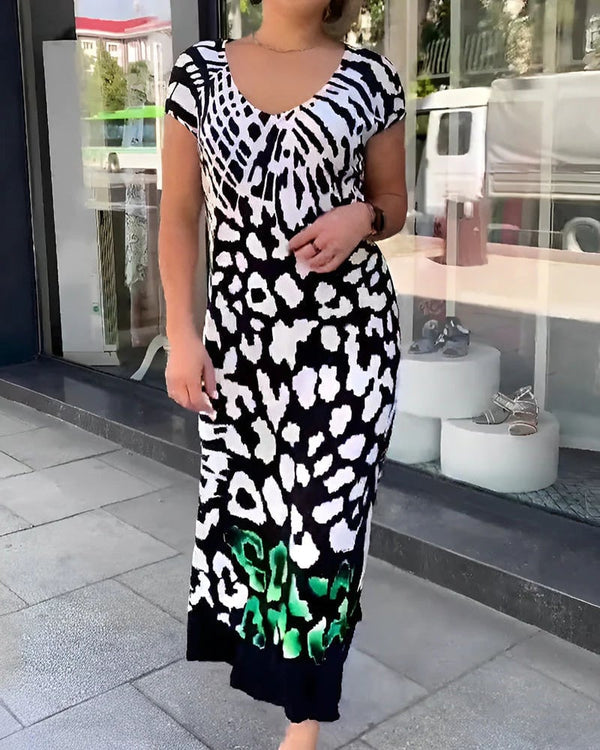 Aliki - Casual Printed Short Sleeve Dress