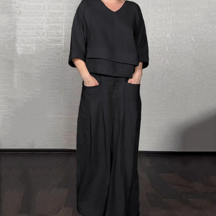 Louna - Elegant Cotton And Linen Two Piece Suit