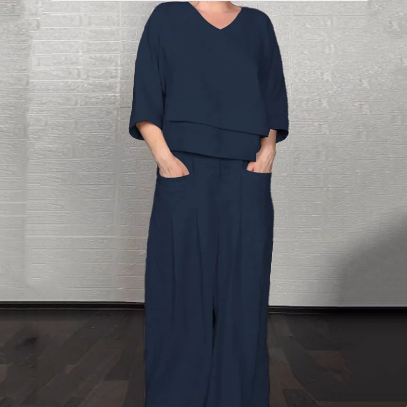 Louna - Elegant Cotton And Linen Two Piece Suit