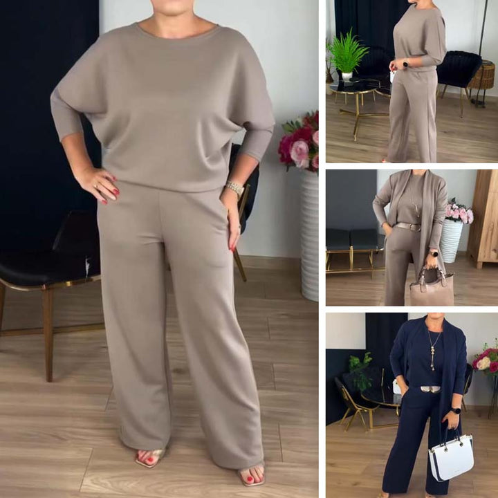 Mouna - Elegant Longline Cardigan 3-Piece Set