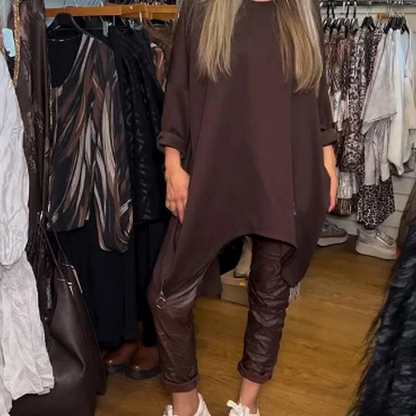 Aldona - Asymmetrical Top And Plain Pants