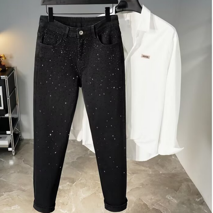 Jake - Rhinestone High Waist Slim Fit Jeans