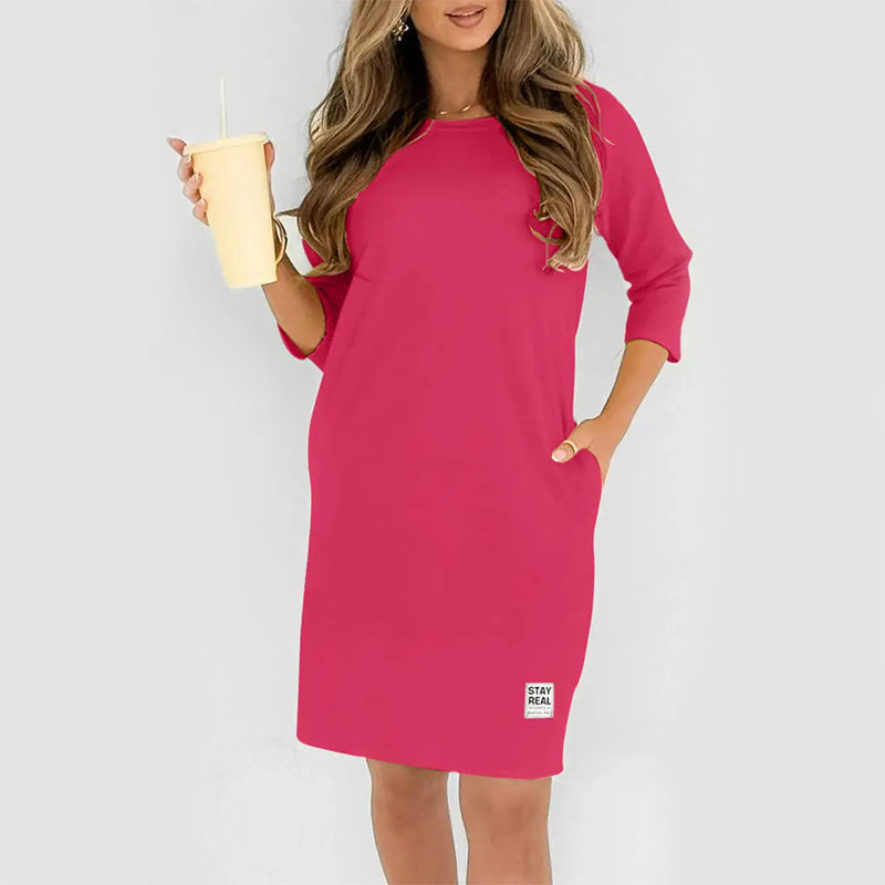 Sidsel - Elegant Round Neck T-Shirt Dress