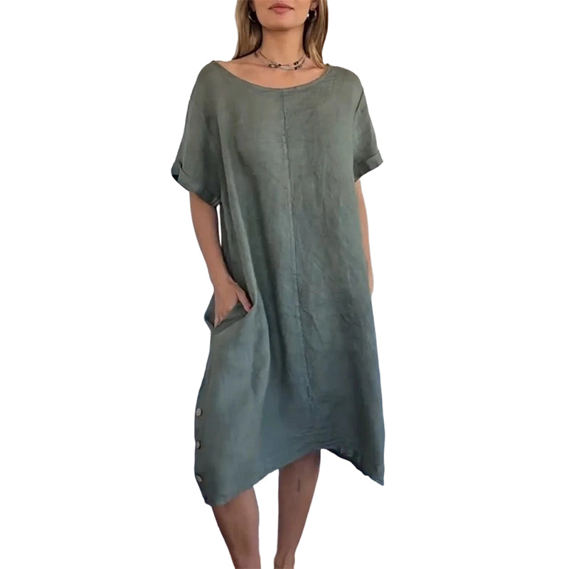 Sheela - Casual Linen-Cotton Dress With Pockets