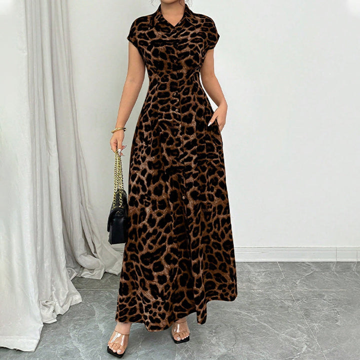 Ameerah - Elegant Leopard Print Dress