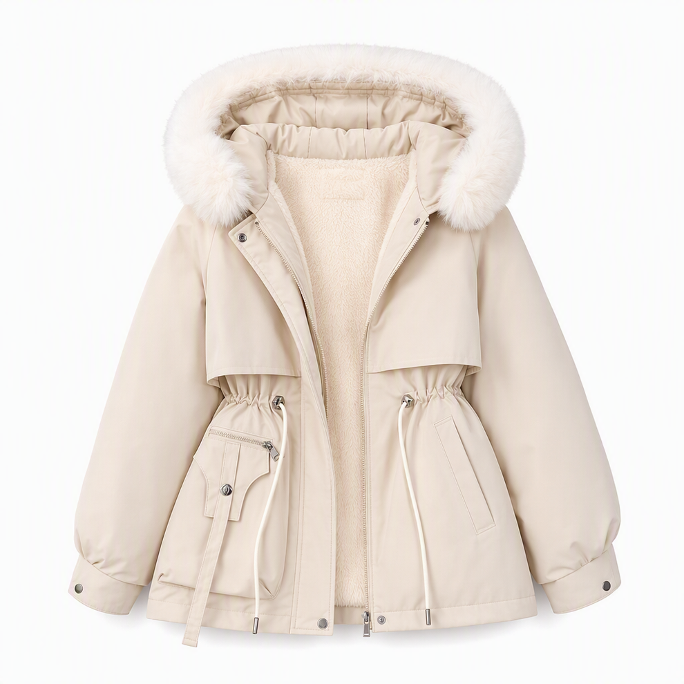 Rosaeaova - Faux Fur Hooded Winter Jacket