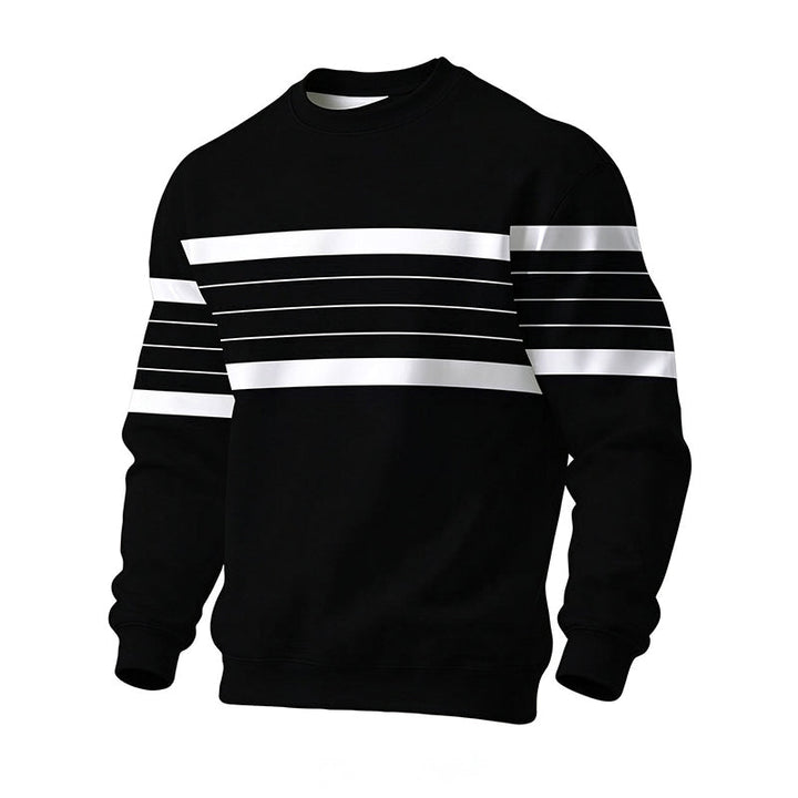 Atlaspeak - Casual Crew Neck Striped Sweatshirt