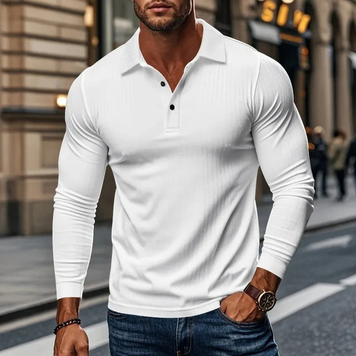 Zaimir - Long Sleeve Polo Shirt with Button
