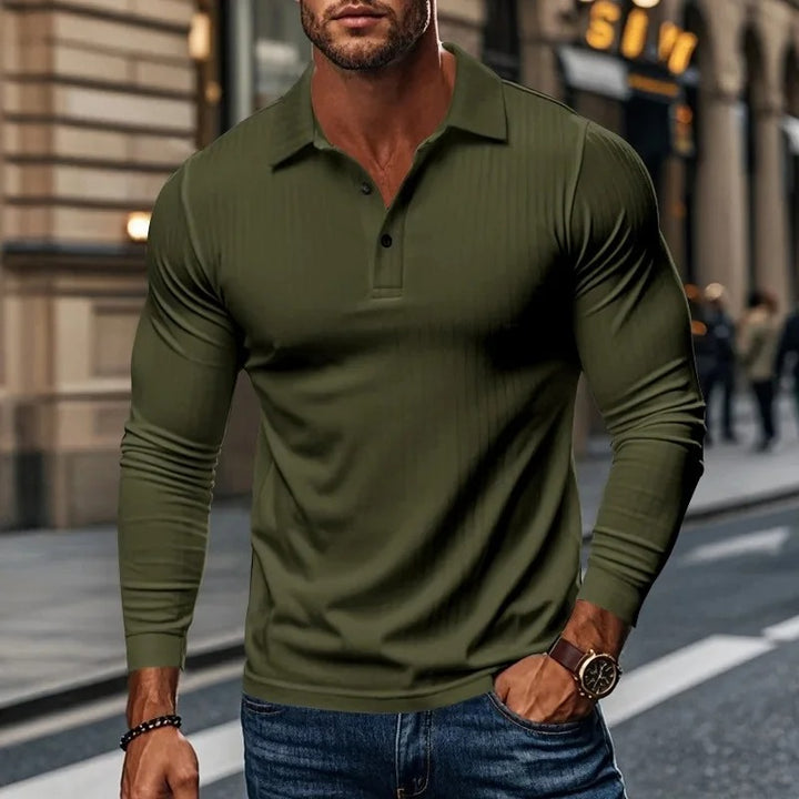 Zaimir - Long Sleeve Polo Shirt with Button